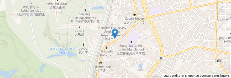 Mapa de ubicacion de Hütte en Jepun, 東京都, 渋谷区.