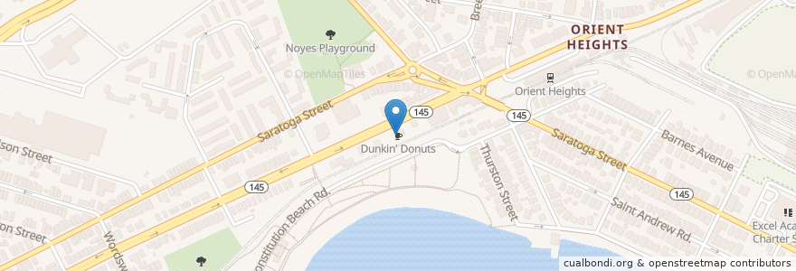 Mapa de ubicacion de Dunkin' Donuts en 美利坚合众国/美利堅合眾國, 马萨诸塞州 / 麻薩諸塞州 / 麻省, Suffolk County, 波士顿 / 波士頓.