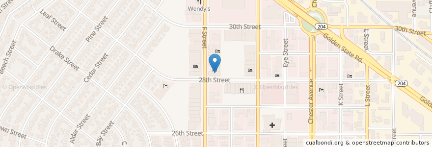 Mapa de ubicacion de Millennium Dental Center en 미국, 캘리포니아주, Kern County, Bakersfield.
