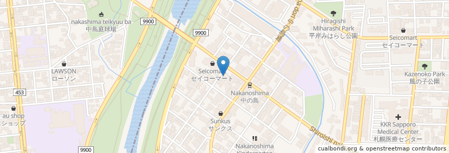 Mapa de ubicacion de 浄願寺 en Japan, Präfektur Hokkaido, 石狩振興局, 札幌市, 中央区, 豊平区.