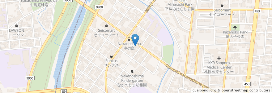Mapa de ubicacion de よこた歯科 en Japan, 北海道, 石狩振興局, Sapporo, 中央区, 豊平区.