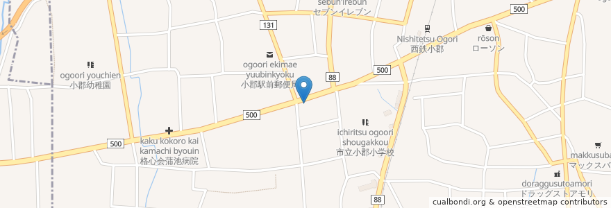 Mapa de ubicacion de ドラッグストアモリ en Japan, Präfektur Fukuoka, 小郡市.