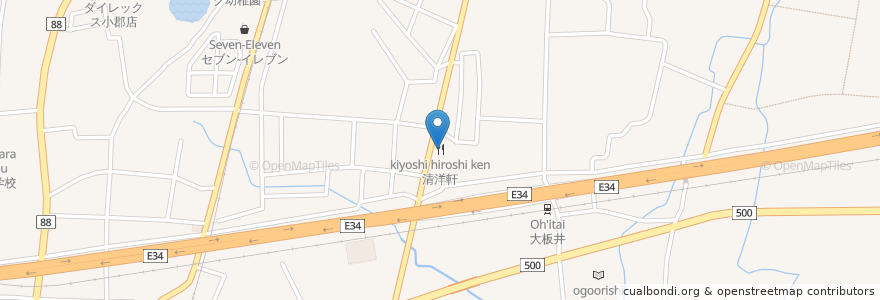 Mapa de ubicacion de 清洋軒 en 日本, 福岡県, 小郡市.