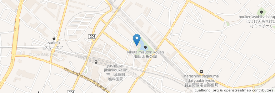 Mapa de ubicacion de 菊田神社 en Japão, 千葉県, 習志野市.