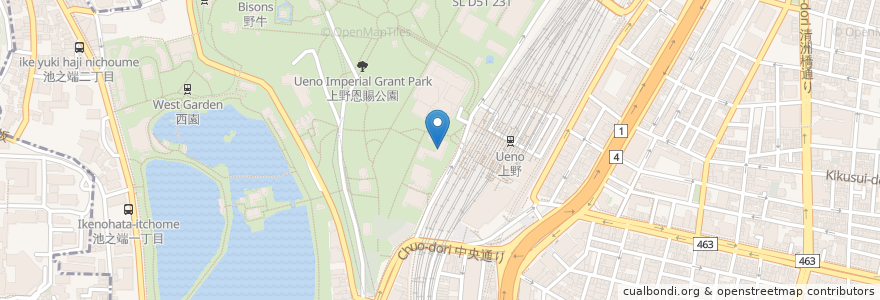 Mapa de ubicacion de 日本芸術院 en 日本, 東京都, 台東区.