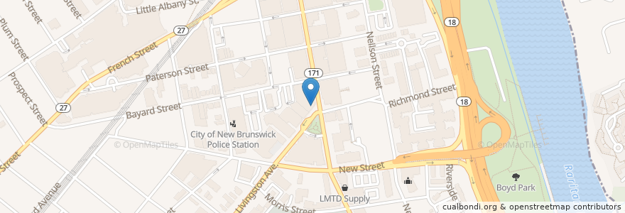 Mapa de ubicacion de Catherine Lombardi Restaurant en États-Unis D'Amérique, New Jersey, Middlesex County, New Brunswick.