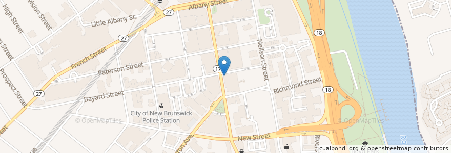 Mapa de ubicacion de Hub City Brewhouse en Estados Unidos De América, Nueva Jersey, Middlesex County, New Brunswick.