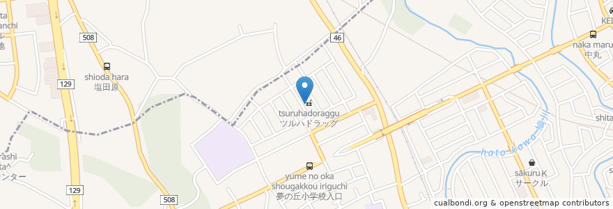 Mapa de ubicacion de ツルハドラッグ en Giappone, Prefettura Di Kanagawa, 相模原市, 南区.