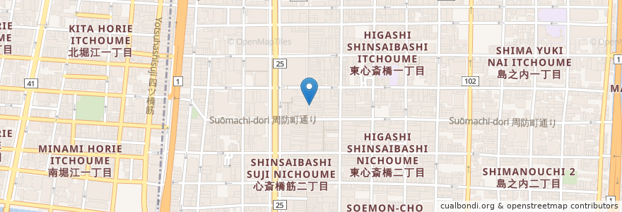 Mapa de ubicacion de Luke's lobster en 日本, 大阪府, 大阪市, 中央区.