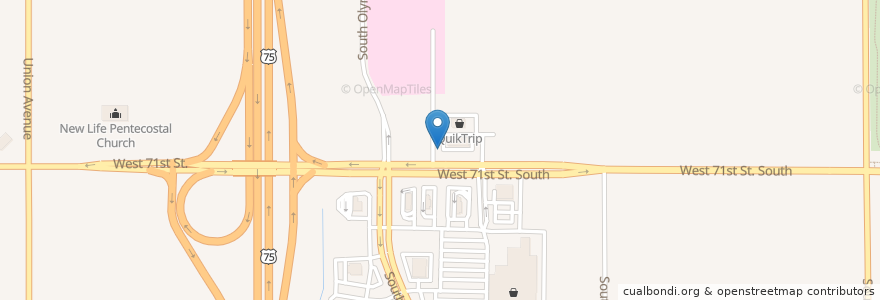 Mapa de ubicacion de QuikTrip en アメリカ合衆国, オクラホマ州, Tulsa County, Tulsa.