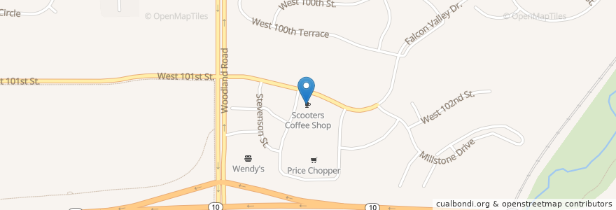 Mapa de ubicacion de Scooters Coffee Shop en Estados Unidos Da América, Kansas, Johnson County, Lenexa.