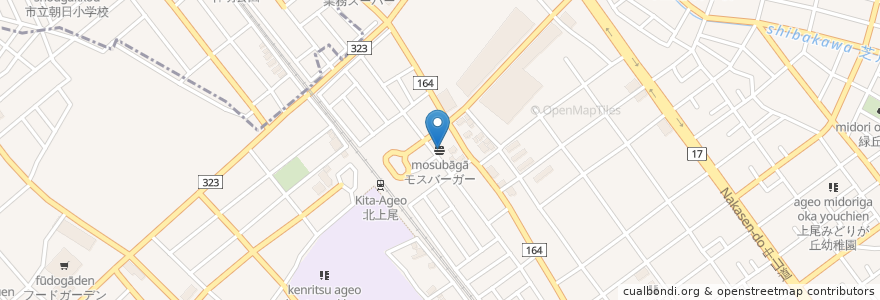 Mapa de ubicacion de モスバーガー en 日本, 埼玉县, 上尾市.