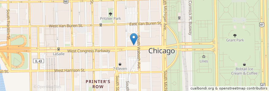 Mapa de ubicacion de Cafecito en الولايات المتّحدة الأمريكيّة, إلينوي, شيكاغو.