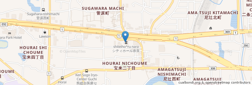 Mapa de ubicacion de シティホール奈良 en Jepun, 奈良県, 奈良市.