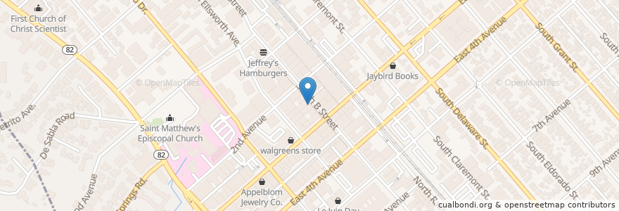 Mapa de ubicacion de B Street Station en ایالات متحده آمریکا, کالیفرنیا, San Mateo County, San Mateo.