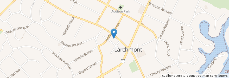 Mapa de ubicacion de La La Taqueria en 미국, 뉴욕, Westchester County, Town Of Mamaroneck, Larchmont.