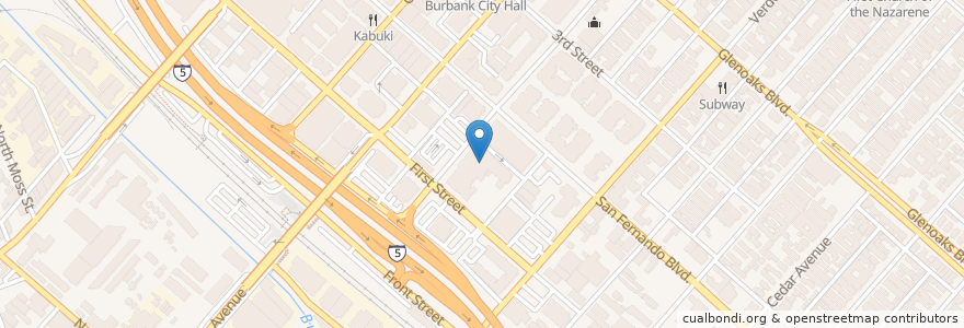 Mapa de ubicacion de The People's Choice Restaurant en United States, California, Los Angeles County, Burbank.