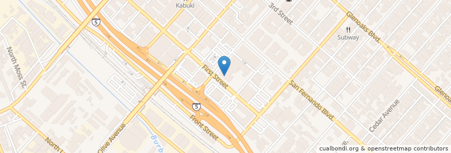 Mapa de ubicacion de Crystal View Lounge en États-Unis D'Amérique, Californie, Los Angeles County, Burbank.