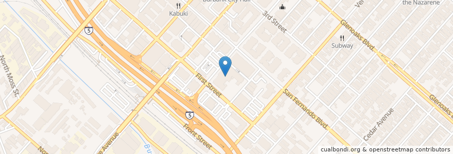 Mapa de ubicacion de Casting Call Lounge en Amerika Birleşik Devletleri, Kaliforniya, Los Angeles County, Burbank.