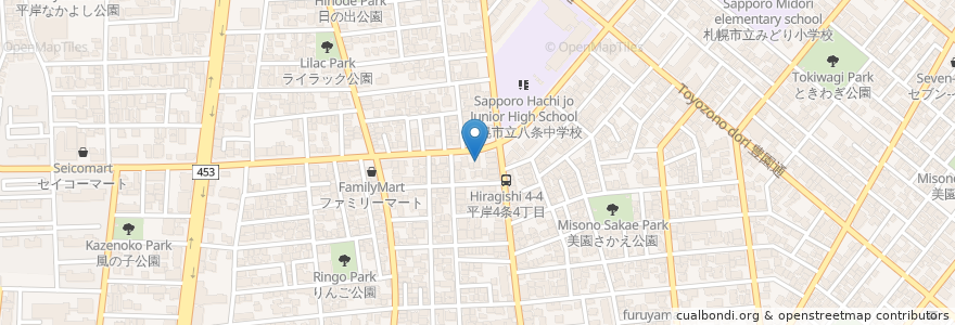 Mapa de ubicacion de ピザハット en Japan, 北海道, 石狩振興局, Sapporo, 豊平区.