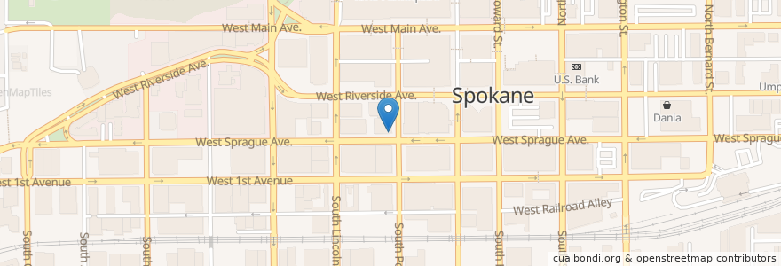 Mapa de ubicacion de Post Street Alehouse en Amerika Syarikat, Washington, Spokane County, Spokane.
