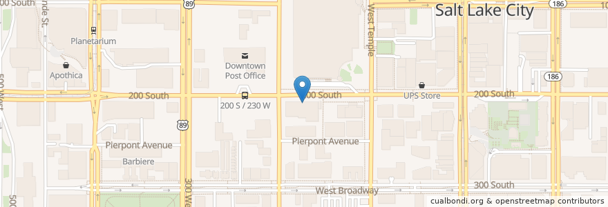 Mapa de ubicacion de Patrick's Pub en États-Unis D'Amérique, Utah, Salt Lake County, Salt Lake City.