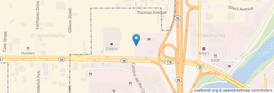 Mapa de ubicacion de Hungry Hunter Steakhouse en United States, California, Kern County.