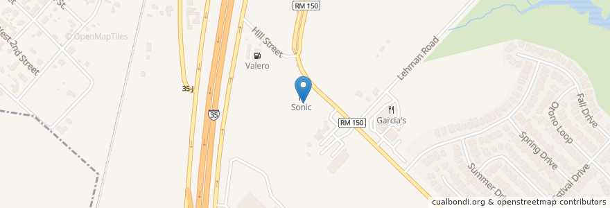 Mapa de ubicacion de Sonic en United States, Texas, Hays County, Kyle.