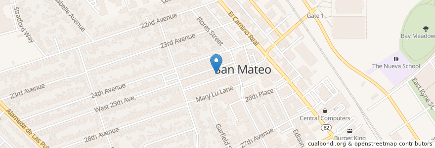 Mapa de ubicacion de The Spot on 25th en 미국, 캘리포니아주, San Mateo County, San Mateo.