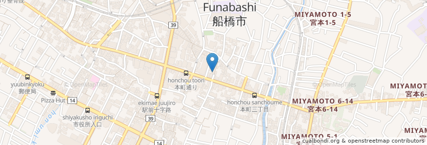 Mapa de ubicacion de Baobab en Jepun, 千葉県, 船橋市.