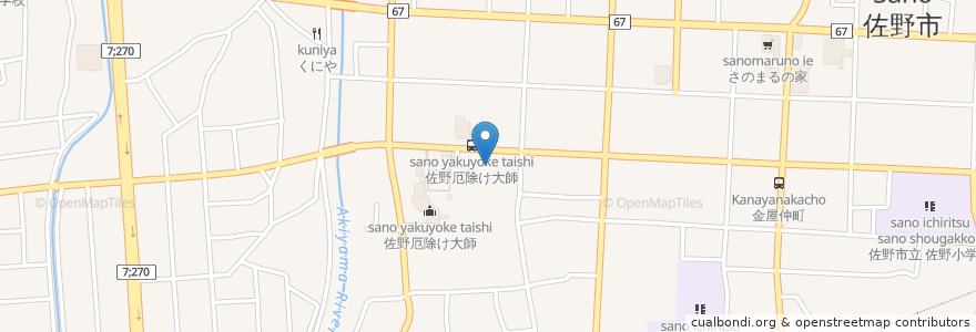 Mapa de ubicacion de 観音寺 en 일본, 도치기현, 佐野市.