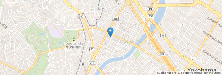 Mapa de ubicacion de パリ一 en Japan, Präfektur Kanagawa, Yokohama, 中区, 西区.