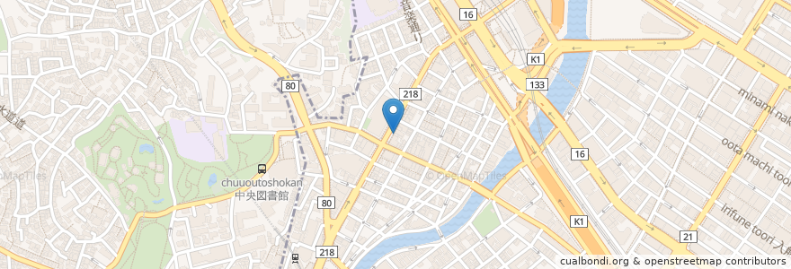 Mapa de ubicacion de かつ半 en Japon, Préfecture De Kanagawa, 横浜市, 中区, 西区.