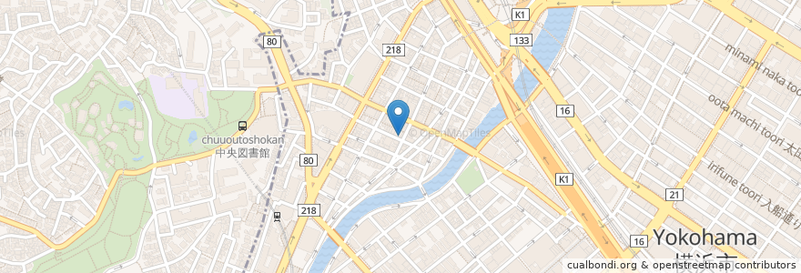 Mapa de ubicacion de 野毛☆大夢 en Japan, Präfektur Kanagawa, Yokohama, 中区.