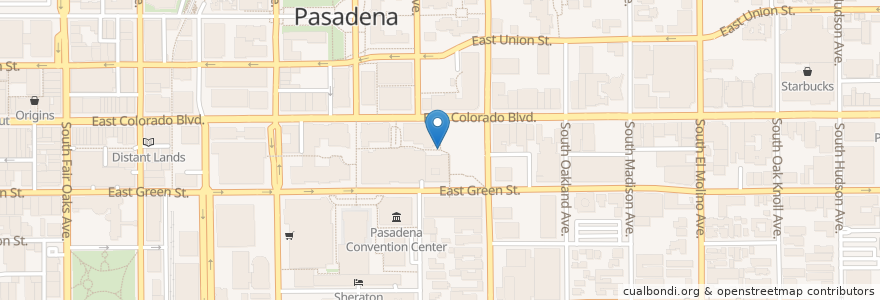 Mapa de ubicacion de Paseo Colorado Arts Fountain en Estados Unidos De América, California, Los Angeles County, Pasadena.