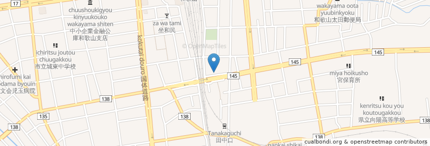 Mapa de ubicacion de 中西歯科 en Japão, 和歌山県, 和歌山市.