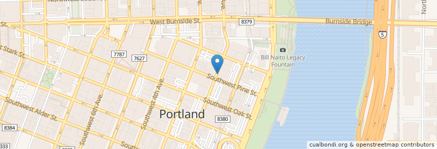 Mapa de ubicacion de Biketown PDX SW 2nd at Pine en États-Unis D'Amérique, Oregon, Portland, Multnomah County.