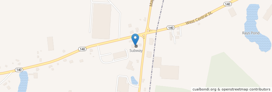 Mapa de ubicacion de Subway en Amerika Syarikat, Massachusetts, Norfolk County, Bellingham.