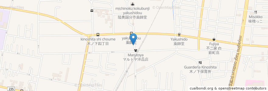Mapa de ubicacion de 薬師堂郵便局 en Giappone, 宮城県, 仙台市, 若林区.