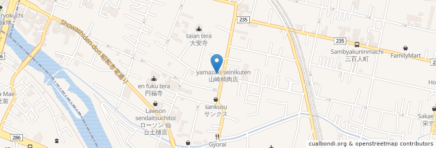Mapa de ubicacion de 仙台穀町郵便局 en 日本, 宮城県, 仙台市, 若林区.