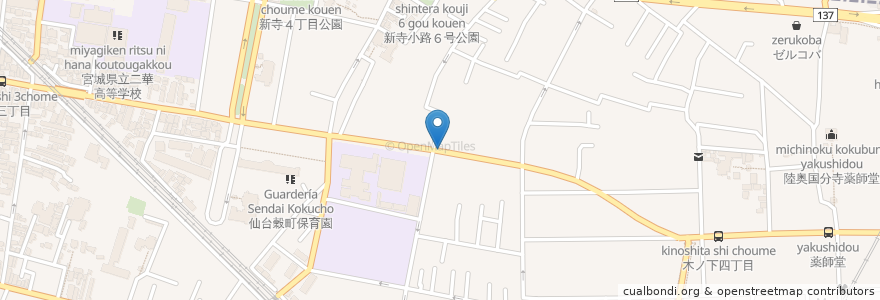 Mapa de ubicacion de 仙台連坊郵便局 en Japan, Präfektur Miyagi, 仙台市, 若林区.