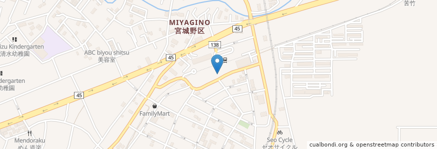 Mapa de ubicacion de 宮城野図書館 en Япония, Мияги, 仙台市, 宮城野区.