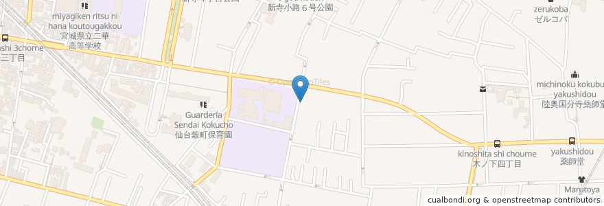 Mapa de ubicacion de 薬の木ノ下チェーン en 日本, 宫城县, 仙台市, 若林区.