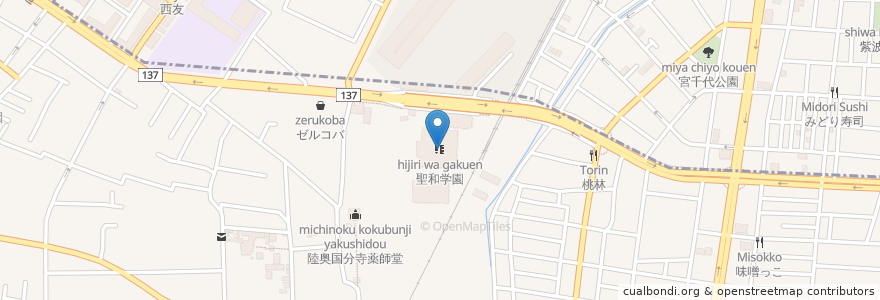Mapa de ubicacion de 聖和学園 en Japan, Präfektur Miyagi, 仙台市, 若林区.