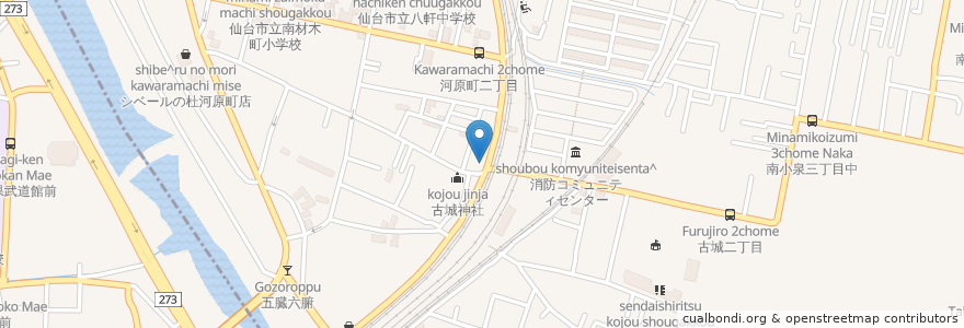 Mapa de ubicacion de ふじや中華飯店 en Япония, Мияги, 仙台市, 若林区.