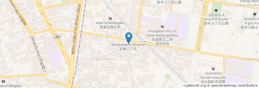 Mapa de ubicacion de 杜の都信用金庫 連坊支店 en Jepun, 宮城県, 仙台市.