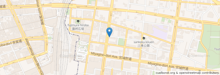 Mapa de ubicacion de 仙台銀行 仙台東口支店 en ژاپن, 宮城県, 仙台市, 青葉区, 宮城野区.