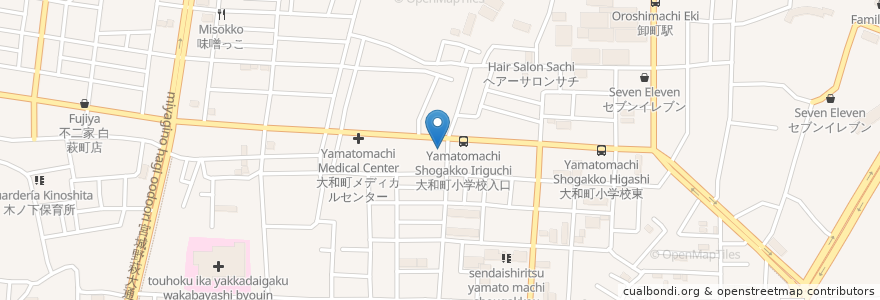 Mapa de ubicacion de 牛タンの利休 en Japan, Präfektur Miyagi, 仙台市, 若林区.