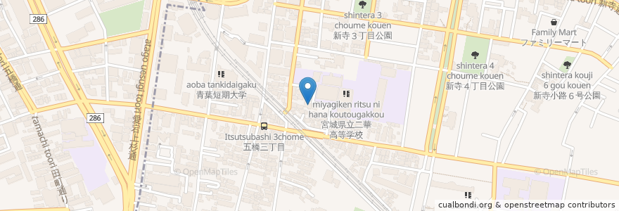 Mapa de ubicacion de 黒沢医院 en Japan, 宮城県, 仙台市, 若林区.