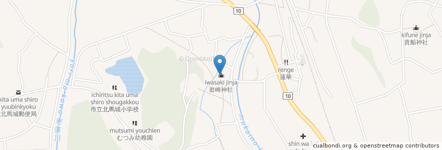 Mapa de ubicacion de 岩崎神社 en 日本, 大分県, 宇佐市.